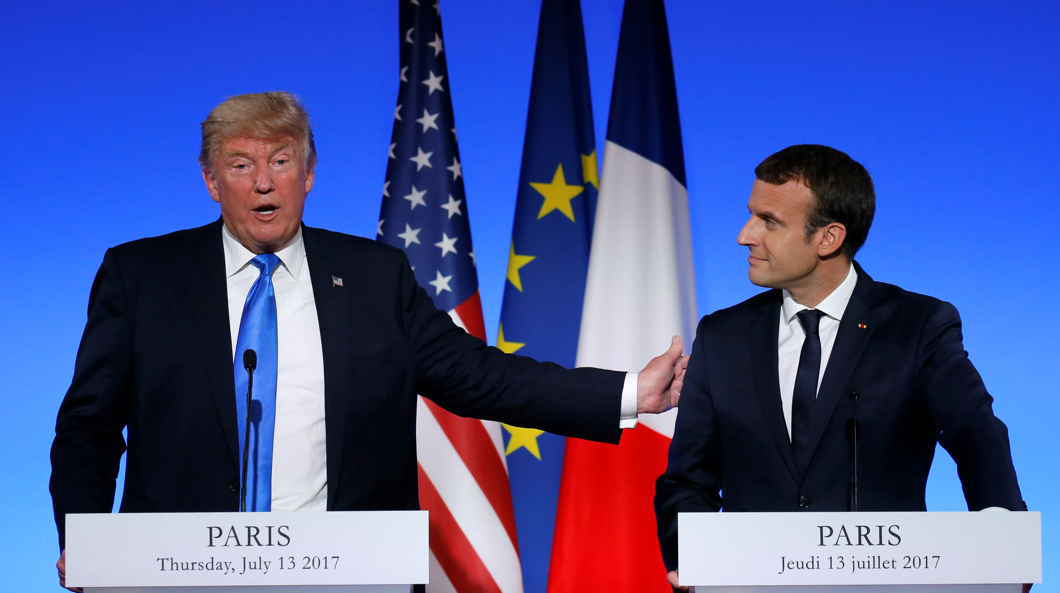 ترامپ و مکرون در نشست خبری پاریس