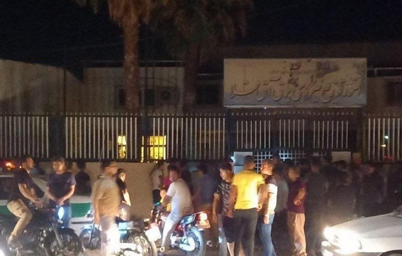 People gathered outside the electricity company in northern Iran. July 4, 2021