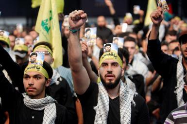 Lebanese Hezbollah members marching in Lebanon. FILE