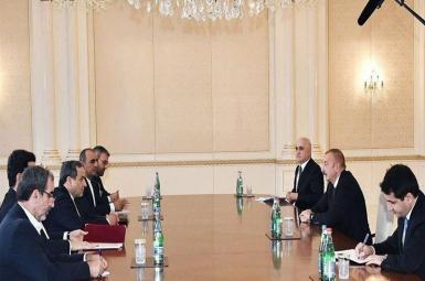 Iran's deputy foreign minister meeting with Azerbaijan's president on the Karabagh conflict. October 28, 2020