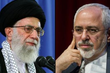 Iran's Supreme Leader Khamenei and Foreign Minister Javad Zarif. Combo FILE