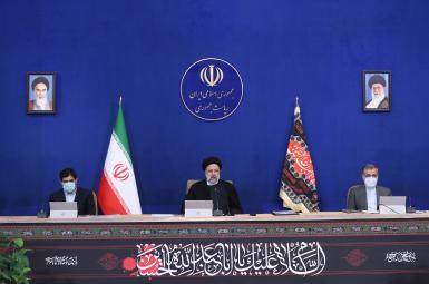 Iran's president Ebrahim Raisi at his first cabinet meeting. August 26, 2021