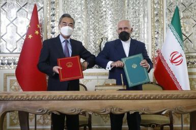 Chinese and Iranian foreign minister concluding long-term deal in Tehran. March 27, 2021