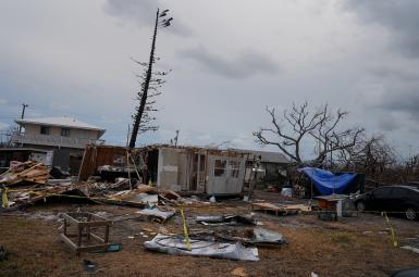 یک خانه خسارت‌دیده از طوفان ایرما در ایالت فلوریدا