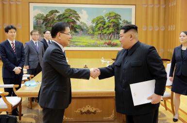 کیم‌جونگ‌اون، با نمایندگان بلندپایه اعزامی کره‌جنوبی دیدار کرد