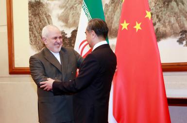 Chinese foreign minister Wang Yi and Javad Zarif in a meeting in 2020.