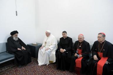 Grand Ayatollah Ali Sistani meeting with Pope Francis in Iraq. March 6, 2021