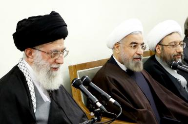 آملی لاریجانی, حسن روحانی و آیت اللا خامنه ای