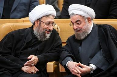 صادق آملی لاریجانی، رئیس قوه‌ی قضائیه و حسن روحانی، رئیس‌جمهوری اسلامی ایران