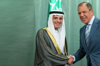 عادل الجبیر وزیر امور خارجه‌ی عربستان، در کنفرانس خبری مشترک با سرگئی لاوروف 
