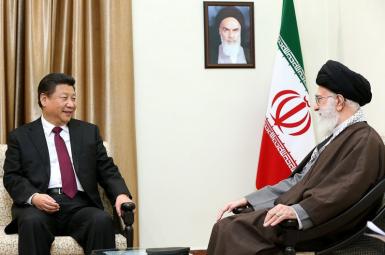China President Xi Jinping meeting with Iran's Ali Khamenei in January 2016
