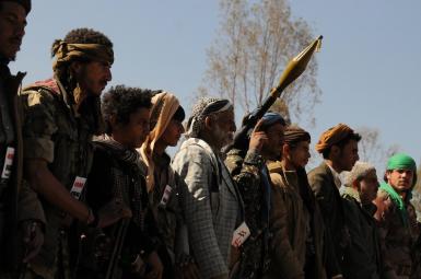 Houthi fighters in Yemen. Undated