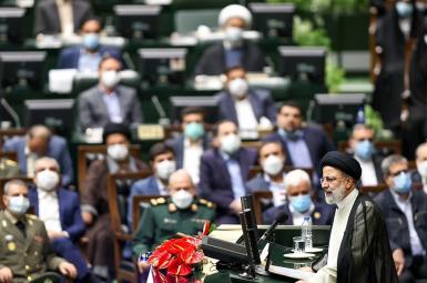 Ebrahin Raisi speaking during his inauguration in the Iranian parliament. August 5, 2021