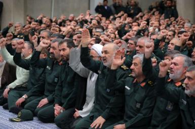 Iran's IRGC commanders in a gathering with Ali Khamenei. February 2020