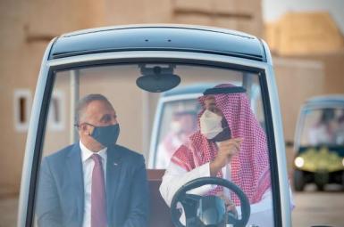 Saudi Arabia's Crown Prince Mohammed bin Salman and Iraqi Prime Minister Mustafa Al-Kadhimi, March 31, 2021