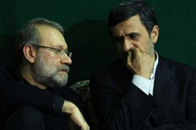 Ali Larijani (L) and Mahmoud Ahmadinejad. FILE