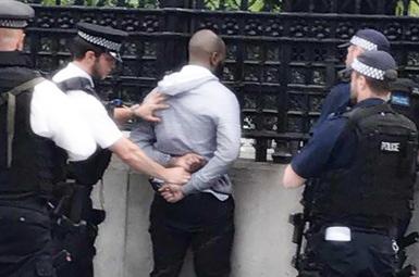 دستگیری مردی در بیرون ساختمان پارلمان