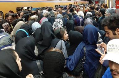 Crowds in Tehran underground station. FILE