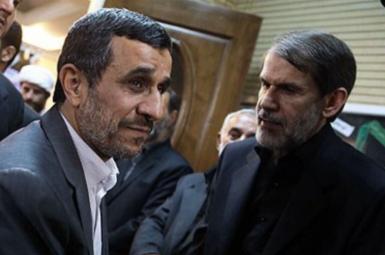 Former Iranian president Mahmoud Ahmadinejad and rich politician Sadegh Mahsouli.