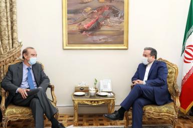 EU representative Enriqu Mora and Iran's deputy foreign minister Abbas Araghchi. August 4, 2021