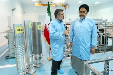 Iran's Intelligence Minister Mahmoud Alavi (R) at Natanz nuclear facility. FILE