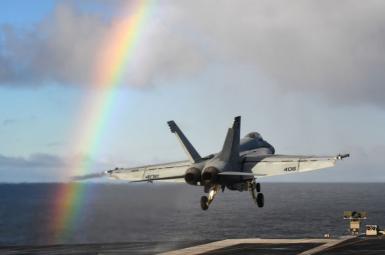 An F-18 takes off from USS Harry S. Truman. October 25, 2018