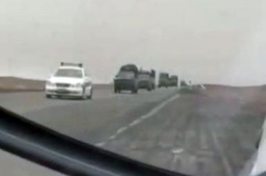 Screen grab from video showing security forces moving to southeastern Iran. February 25, 2021