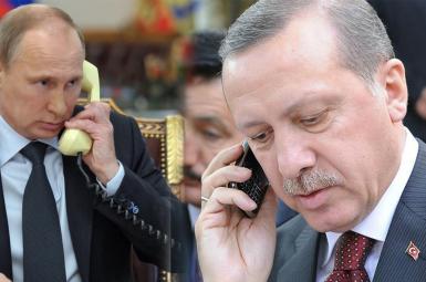  ولادیمیر پوتین، رئیس‌جمهور روسیه و رجب طیب اردوغان، رئیس‌جمهور ترکیه در تماسی تلفنی