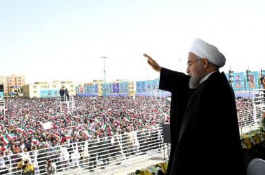 Hassan Rouhani visiting greeting the people during a visit in Kerman. FILE