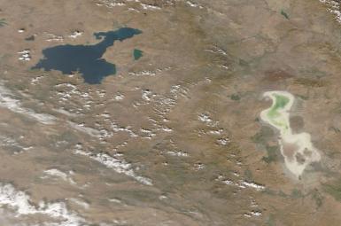 دریاچه ارومیه در مهر ۱۳۹۷ / تصویر از ناسا