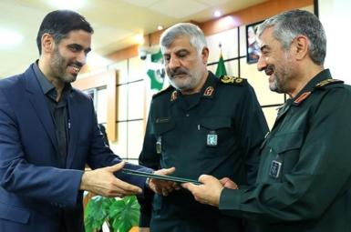 Saeed Mohammad (L) receiving his command of Khatam al-Anbiya. October 7, 2018