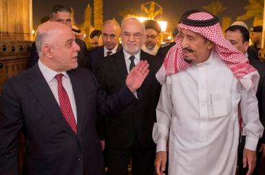 ملک سلمان بن‌عبدالعزیز، پادشاه سعودی، با حیدر العبادی، نخست وزیر عراق