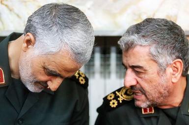 General Mohammad Ali Jafari (R) with Qasem Soleimani. Undated