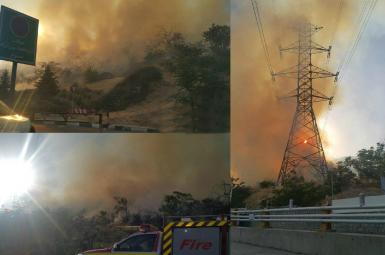 آتش سوزی گسترده در منطقه اوین
