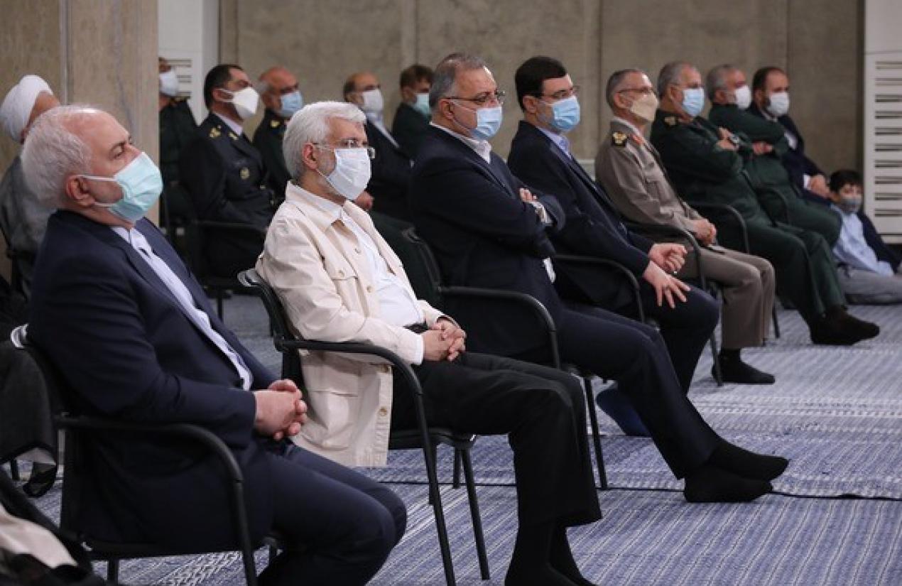 Former foreign minister Mohammad Zarif at Raisi's ceremony. August 3, 2021