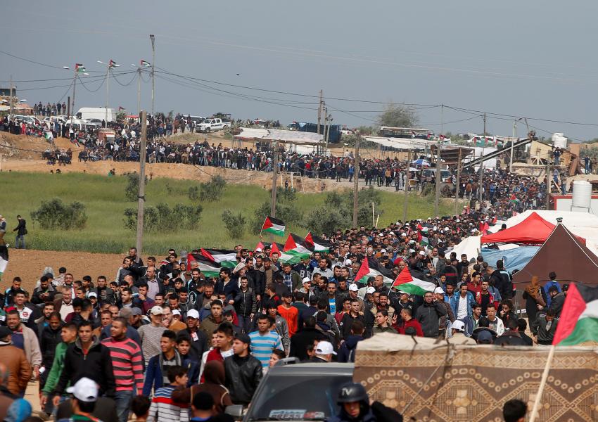 راهپیمایی معترضان فلسطینی
