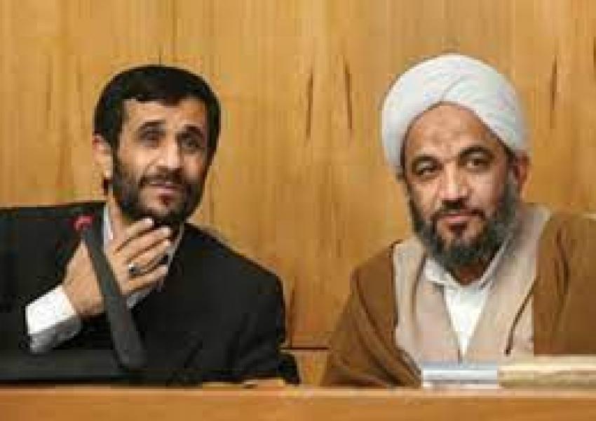 An old photo showing Ahmadinejad with his mentor Morteza Agha Tehrani. Undated