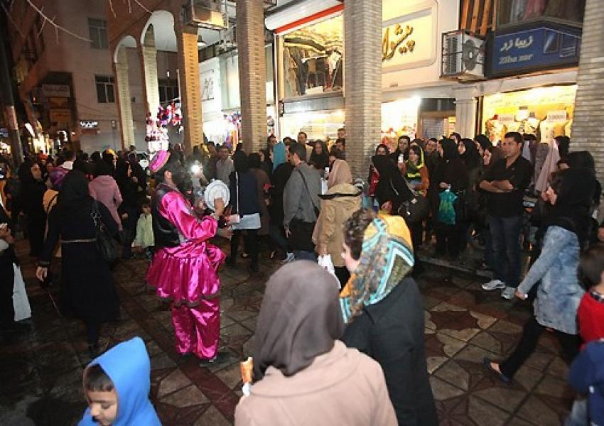 A crowd in Tehran watching a Haji Firuz entertainment. March 20, 2021