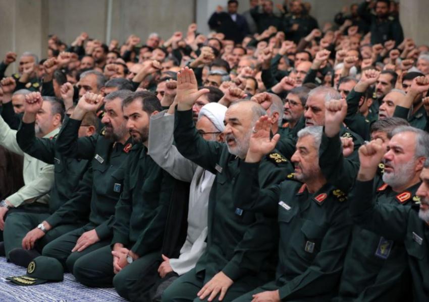 Iran's IRGC commanders in a gathering with Ali Khamenei. February 2020
