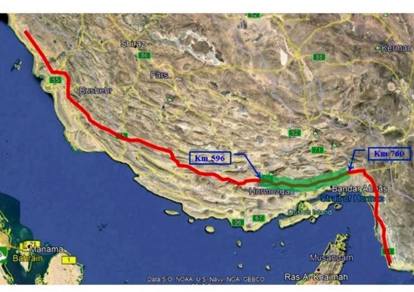 The Jask pipeline designed to circumvent the Strait of Hormuz. FILE