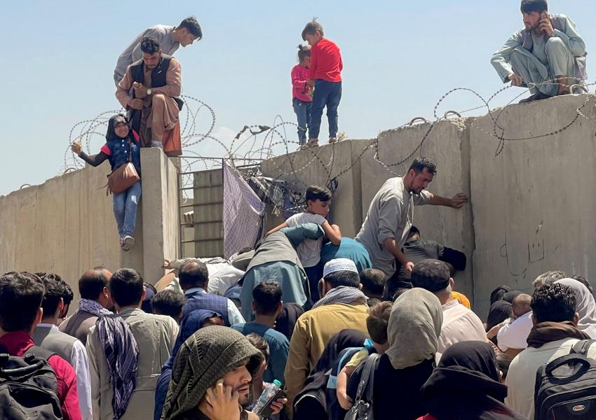 Crowds outside Kabul airport trying to flee Afghanistan. August 16, 2021