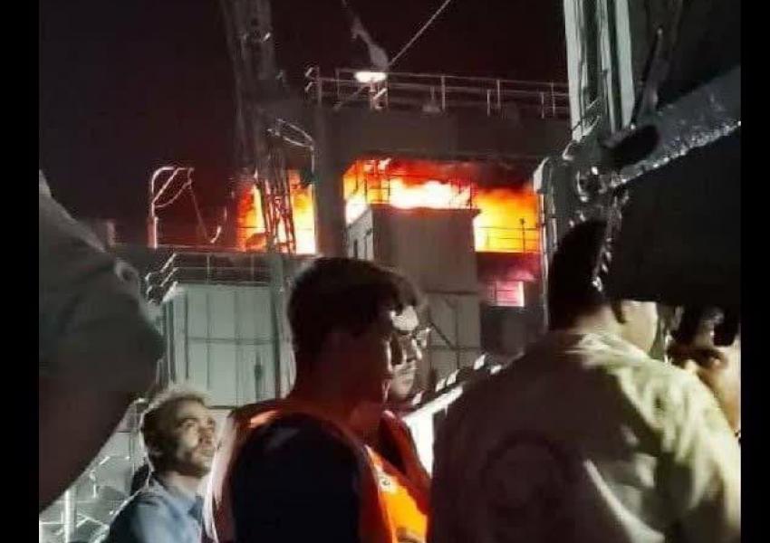 Photo taken on Kharg warship as fire raged. June 1, 2021