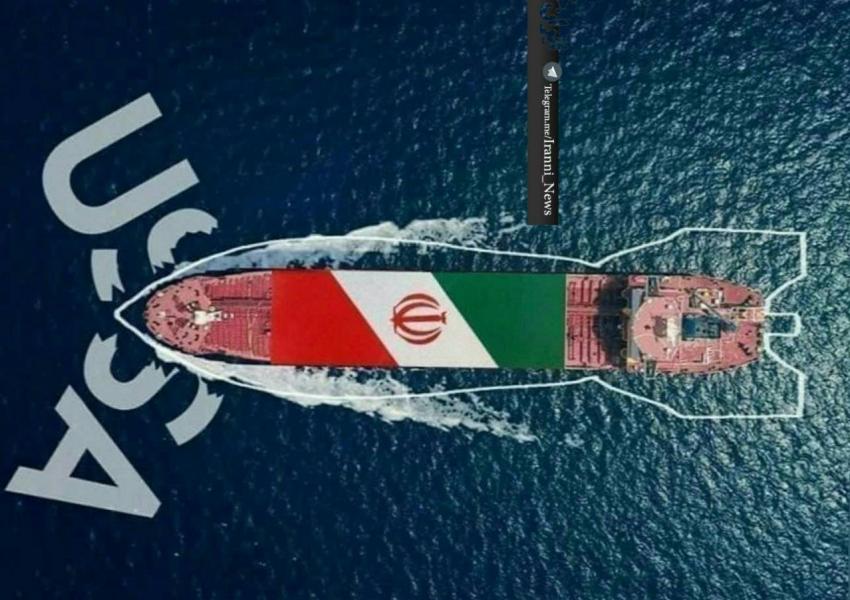 Social media poster circulating on August 19 depicting an Iranian tanker busting US sanctions.