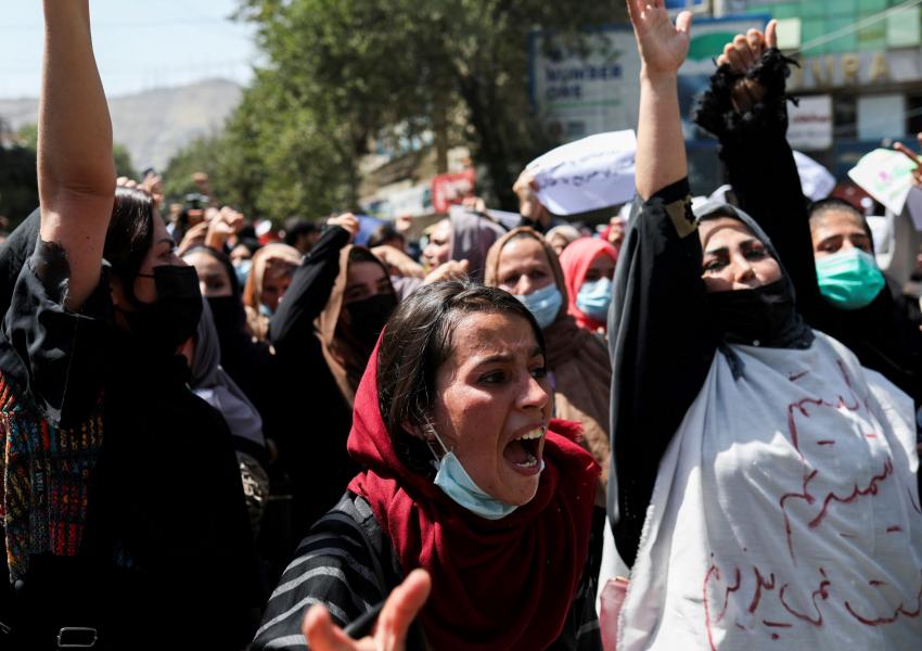 Afghan women protesting against Pakistan in Kabul. September 6, 2021