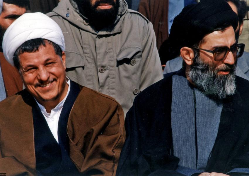 Hashemi Rafsanjani (L) and Ali Khamenei in late 1980s or early 1990s.