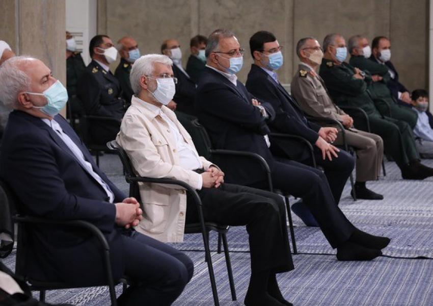 Former foreign minister Mohammad Zarif at Raisi's ceremony. August 3, 2021