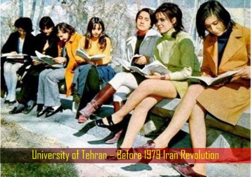 Female University Basij members in a state-sponsored rally. Undated